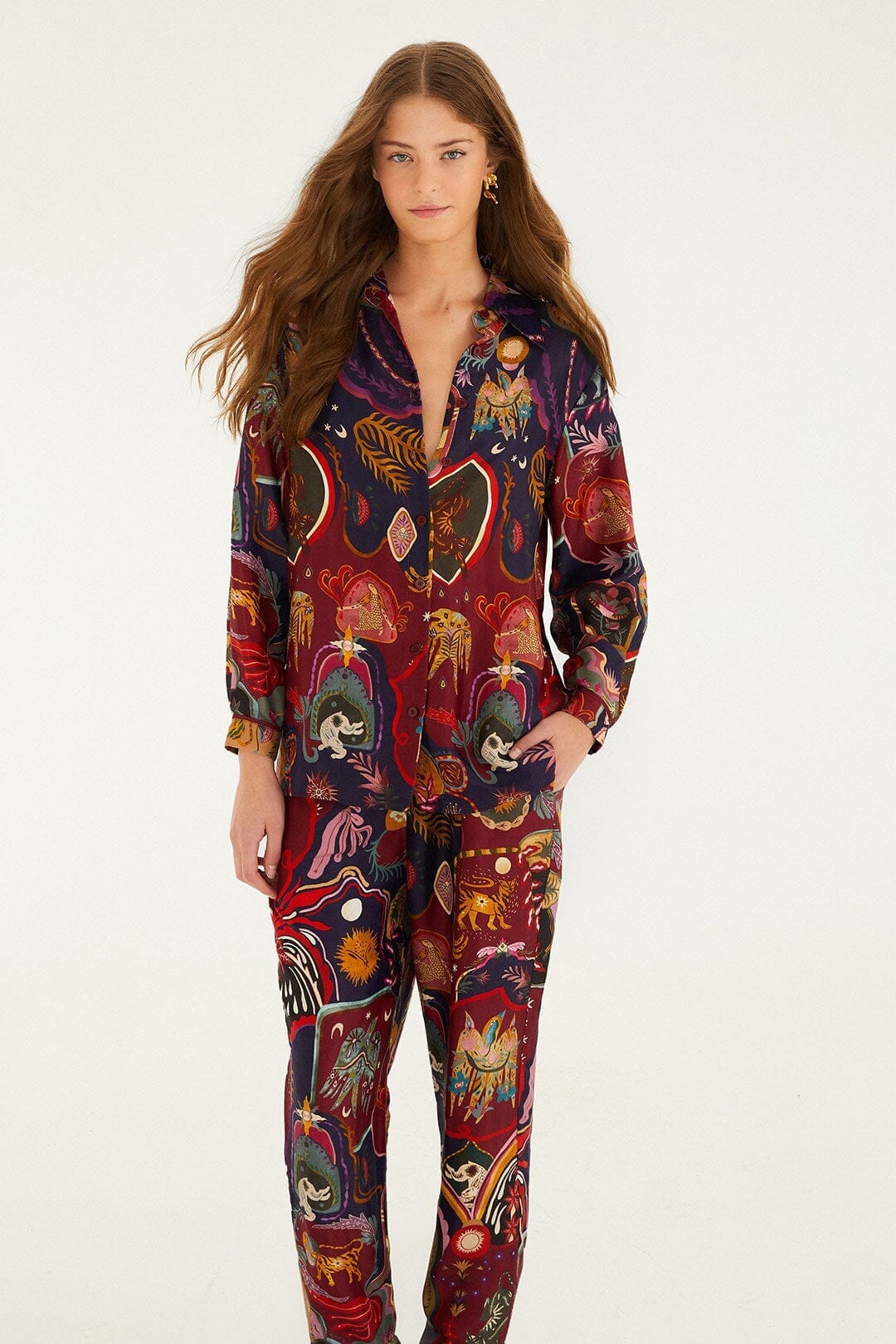 Multicolor Artsy Surreal Land Lenzing™ Ecovero™ Viscose Pants