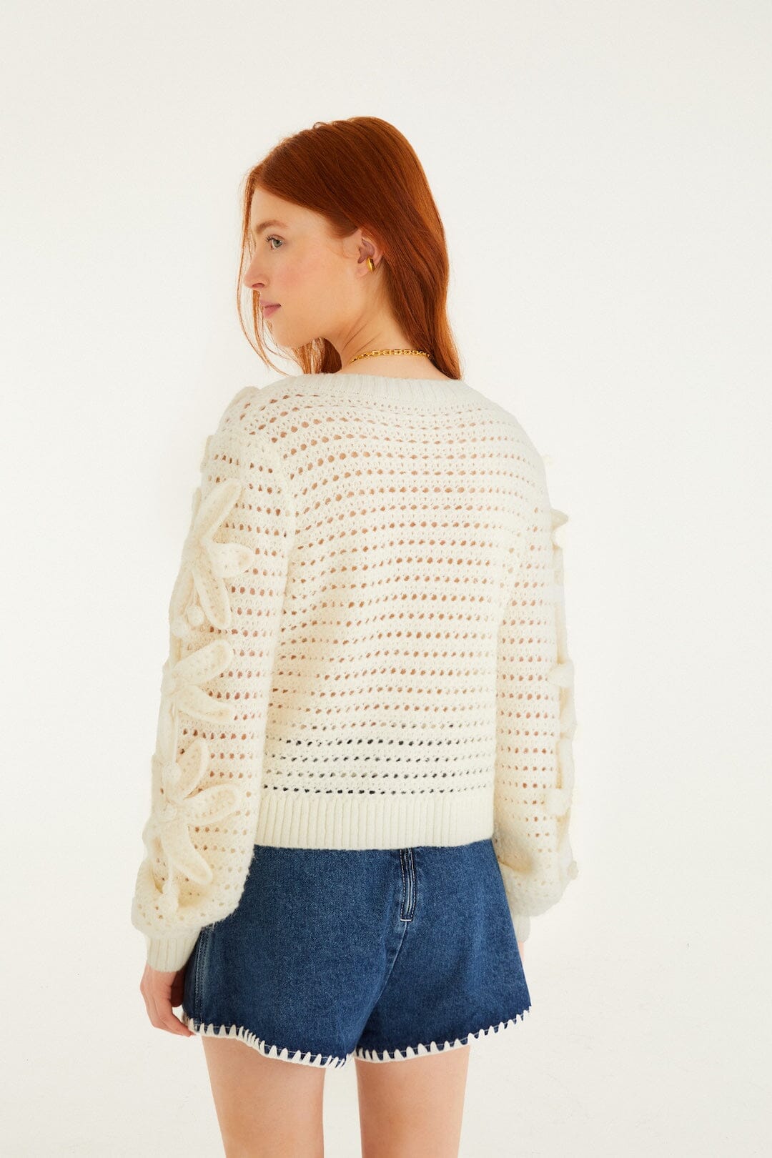 Off-White Crochet 3d Flowers Knit Cardigan