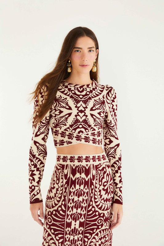 Burgundy Pineapple Love Knit Top