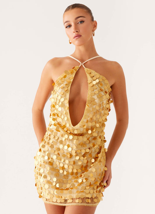 Xander Sequin Mini Dress - Gold