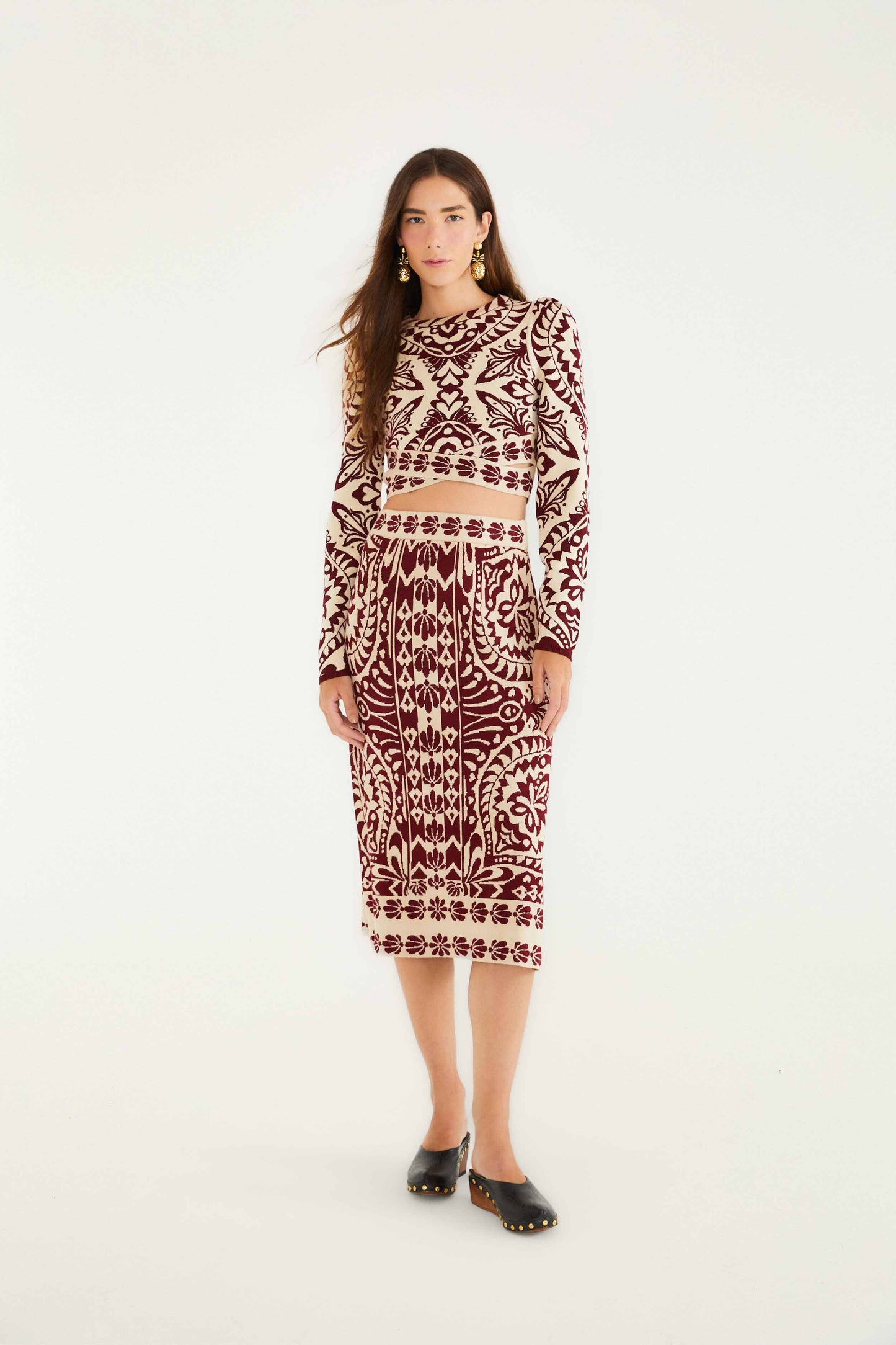 Burgundy Pineapple Love Knit Top